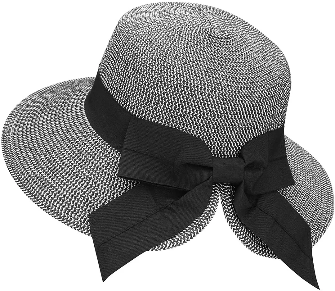 Women's Lightweight Foldable/Packable Beach Sun Hat w/Decorative Bow
