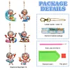 (US Local)6Pcs Double Side Special Shape Optimistic Old Lady Diamond Art Craft Keychain