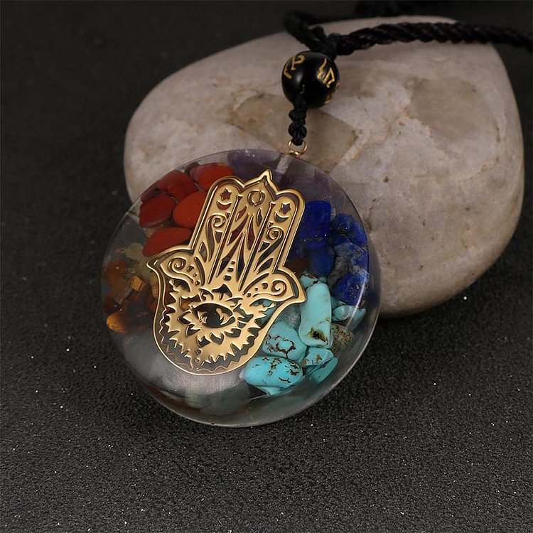 Chakras Natural Crystal Stone Evil Eye Symbol Necklace