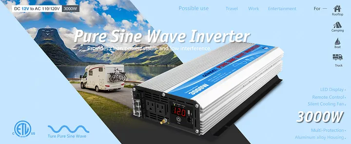 VOLTWORKS 3000W Pure Sine Wave Inverter – 12V DC To 110V AC (6000W Peak) – USA Ship