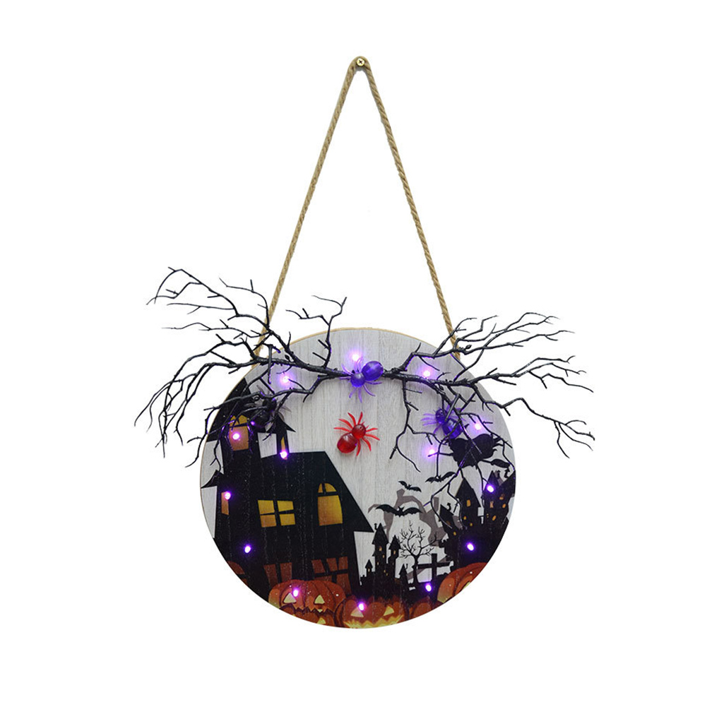 

Halloween Welcome Door Pendant with Lights Pumpkin House Pattern Ornament, 501 Original