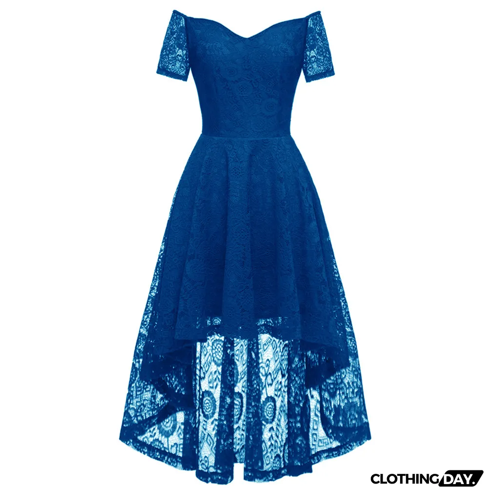 Women Sexy Elegant Off Shoulder lace Short Sleeve Mermaid Dress