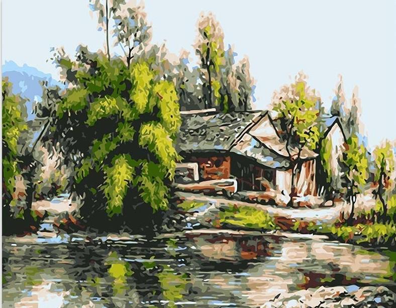 

Old House Riverside – Paint By Numbers - 40*50CM, 501 Original