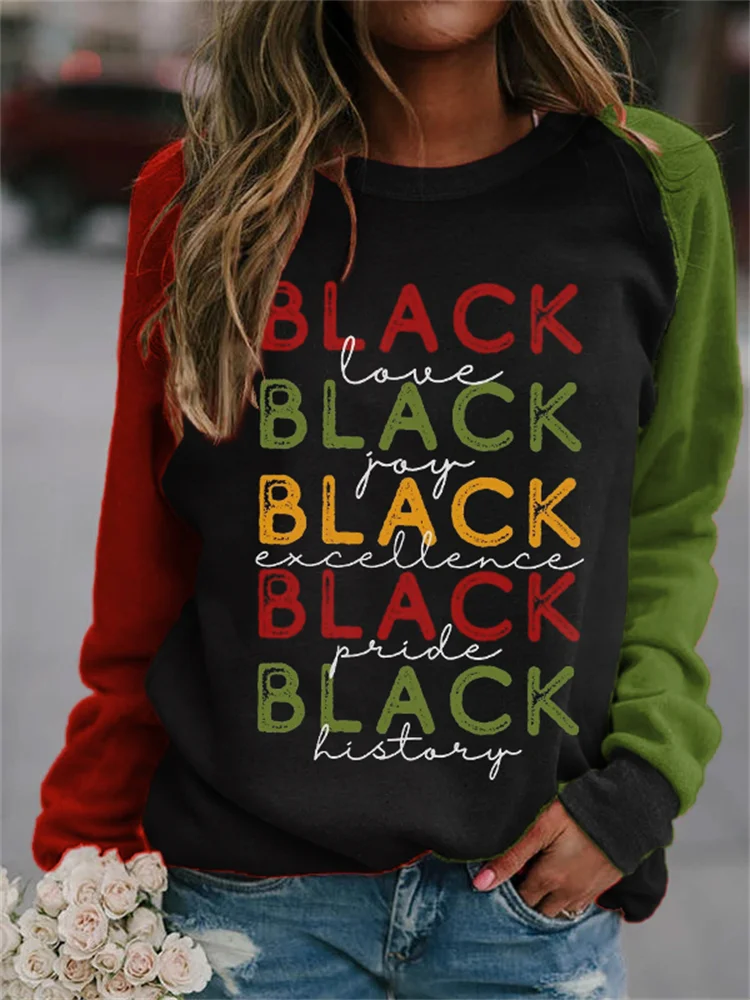 Wearshes Black Excellence Black Pride Contrast Color Sweatshirt