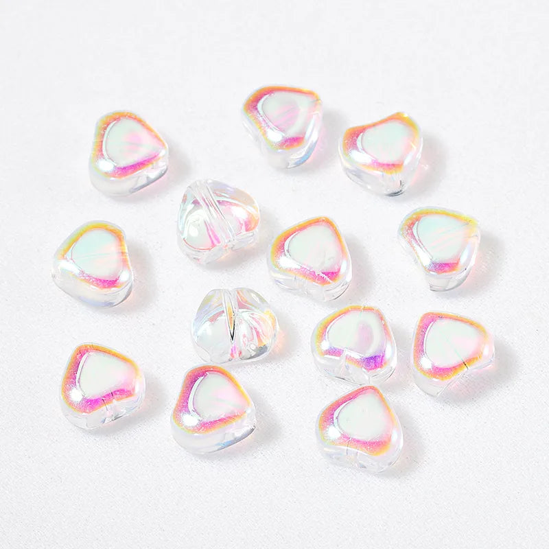 20 PCS/Package Diameter 6 Mm Hole 1~1.9mm Glass Glass Heart Shape Jewelry Accessories
