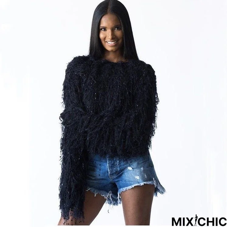 Autumn and Winter Fringed Pullover