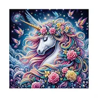 Rose Garland Unicorn - Pearls Painting