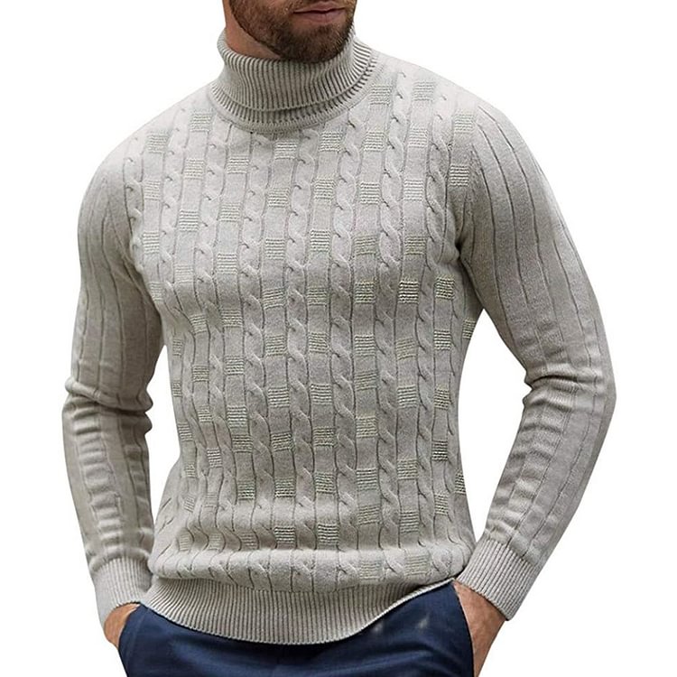 Patchwork Standard Turtleneck Plain Casual Men's Sweater