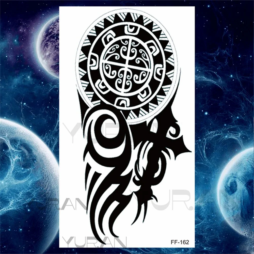 Sdrawing Tiger Temporary Tattoos For Women Men Realistic Wolf Scary Thorns Maori Compass Fake Tattoo Stickers Arm Body Tatoos DIY