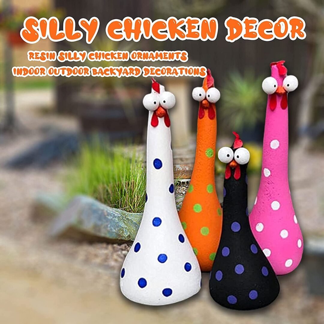 Silly concrete chickens