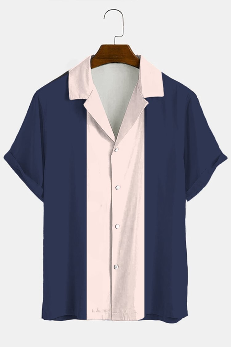 Navy Blue Hits Pink Short Sleeve Shirt