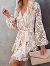 Lacy Crochet Long Sleeves Mini Dress