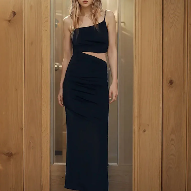 Brownm Brownm 2024 New Back Waist Sexy Party Dress Women's Sling Long Dress