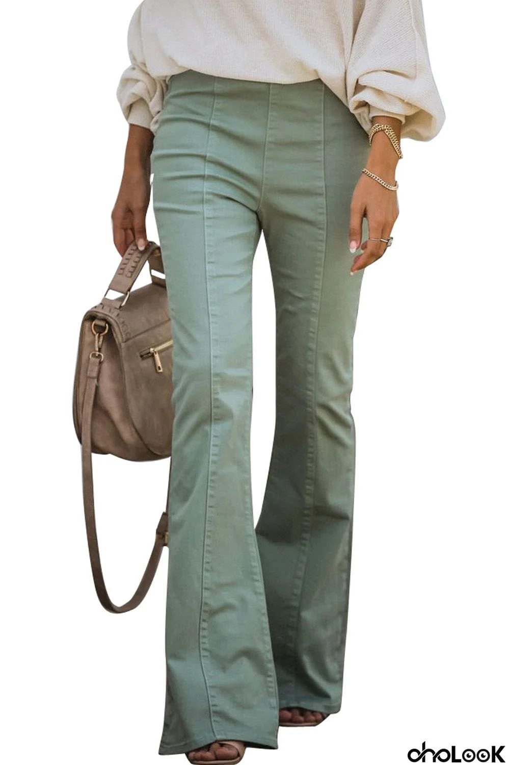 High Rise Bell Bottom Denim Pants