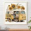Diamond Painting -DIY Round Drill Sunflower Bus