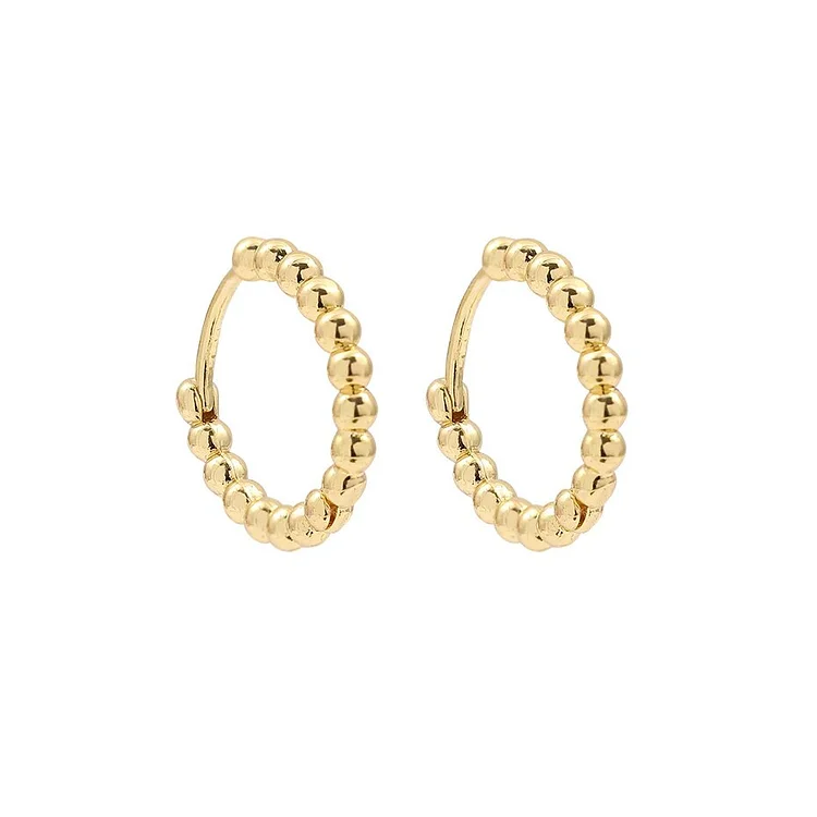 11mm-16mm Minimalist Round Circle Beaded Twisted Hoop Earrings for Women Fashion Small Huggies Ear Buckle Brincos 2023