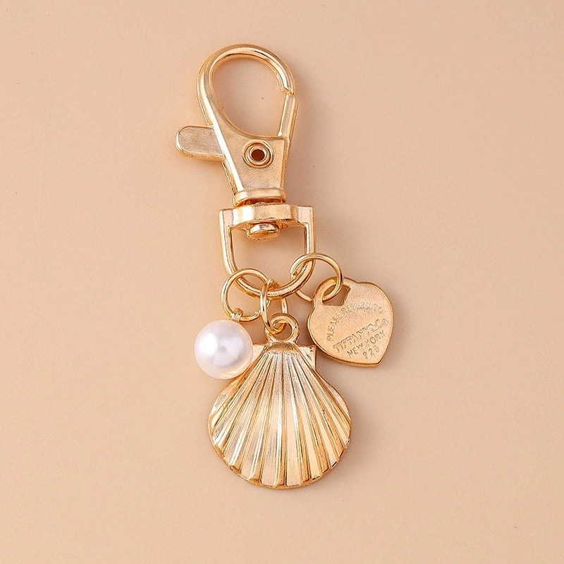 Casual Minimalist Commute Heart Shape Shell Key Alloy Keychain