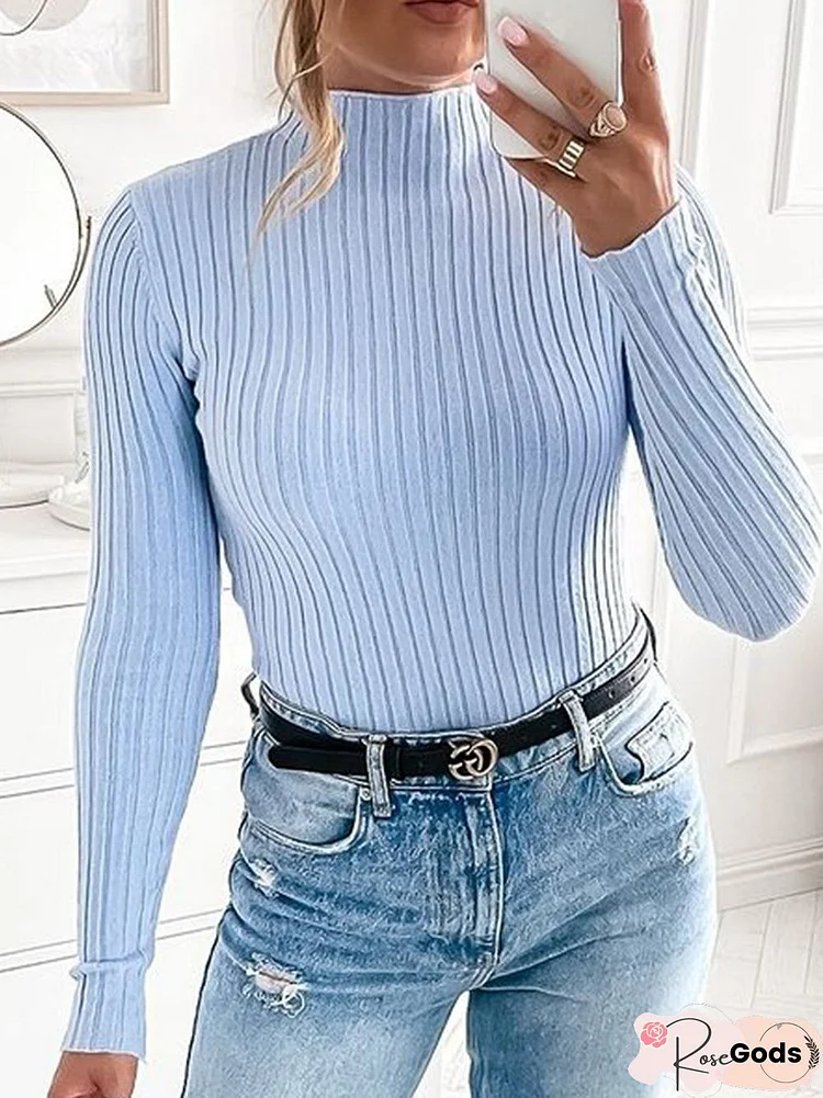 Vacation Plain Winter Mid-Weight Daily Long Sleeve Fit Turtleneck Regular Sweater For Women