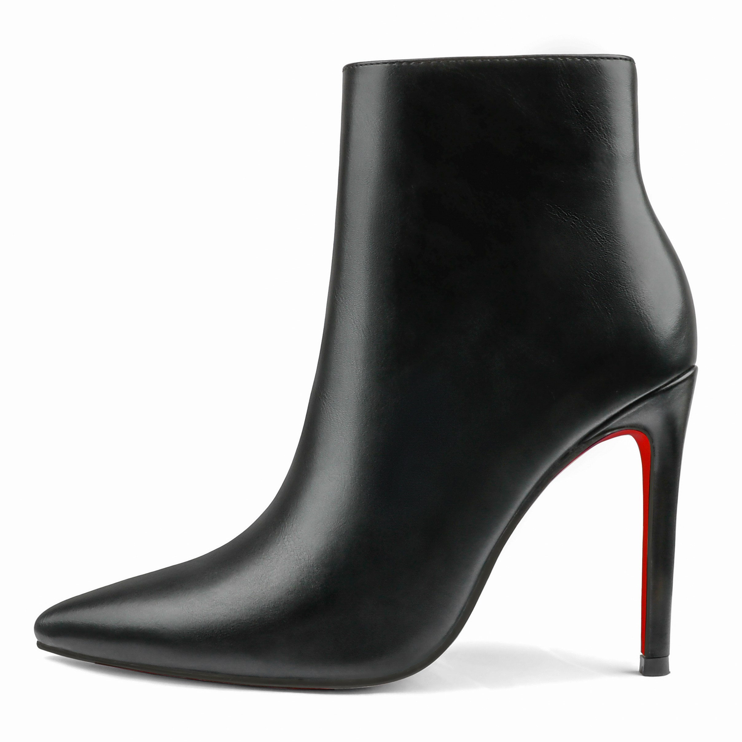 Women's Closed Pointed Toe Chain Studded Stiletto Ankle Boots Red Bottom Heels-MERUMOTE