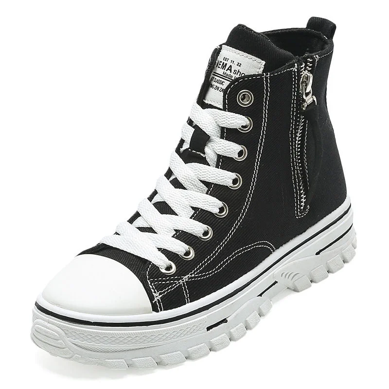 2022 Spring New Style Women Casual Shoes Platform Sneakers PU Leather Shoes Woman High Top White Shoes Tenis Feminino A1-204