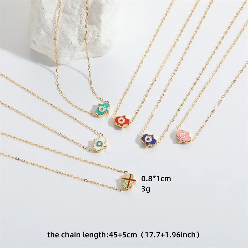 Copper 14K Gold Plated Enamel  Pendant Necklace