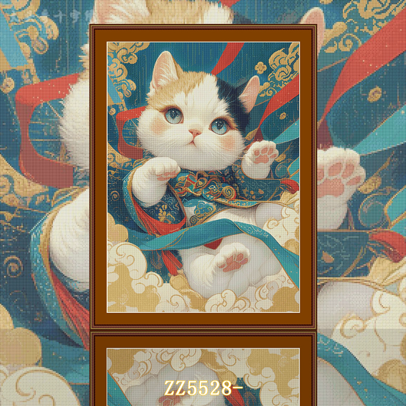 [ZZ5528-Dunhuang Three Flowers Meow]  Painting Fairy Cross Stitch