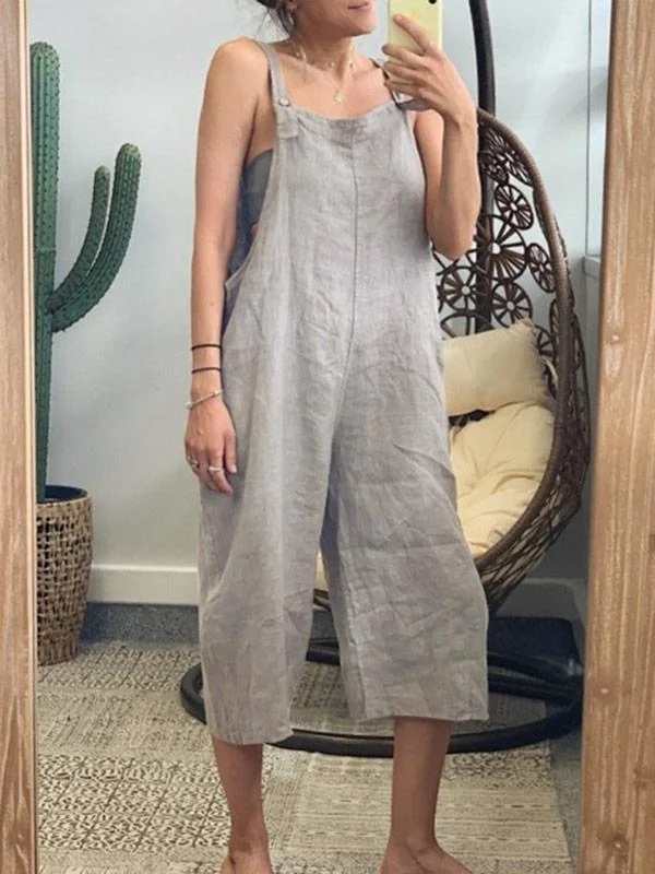 Women's solid cotton jumpsuit-Mayoulove