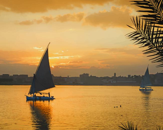 

Sail In Nile River – Paint By Numbers - 40*50CM, 501 Original
