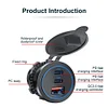 12V-24V Car Charger Socket 3 Ports PD Type C QC 3.0 USB Outlet for Car RV Marine