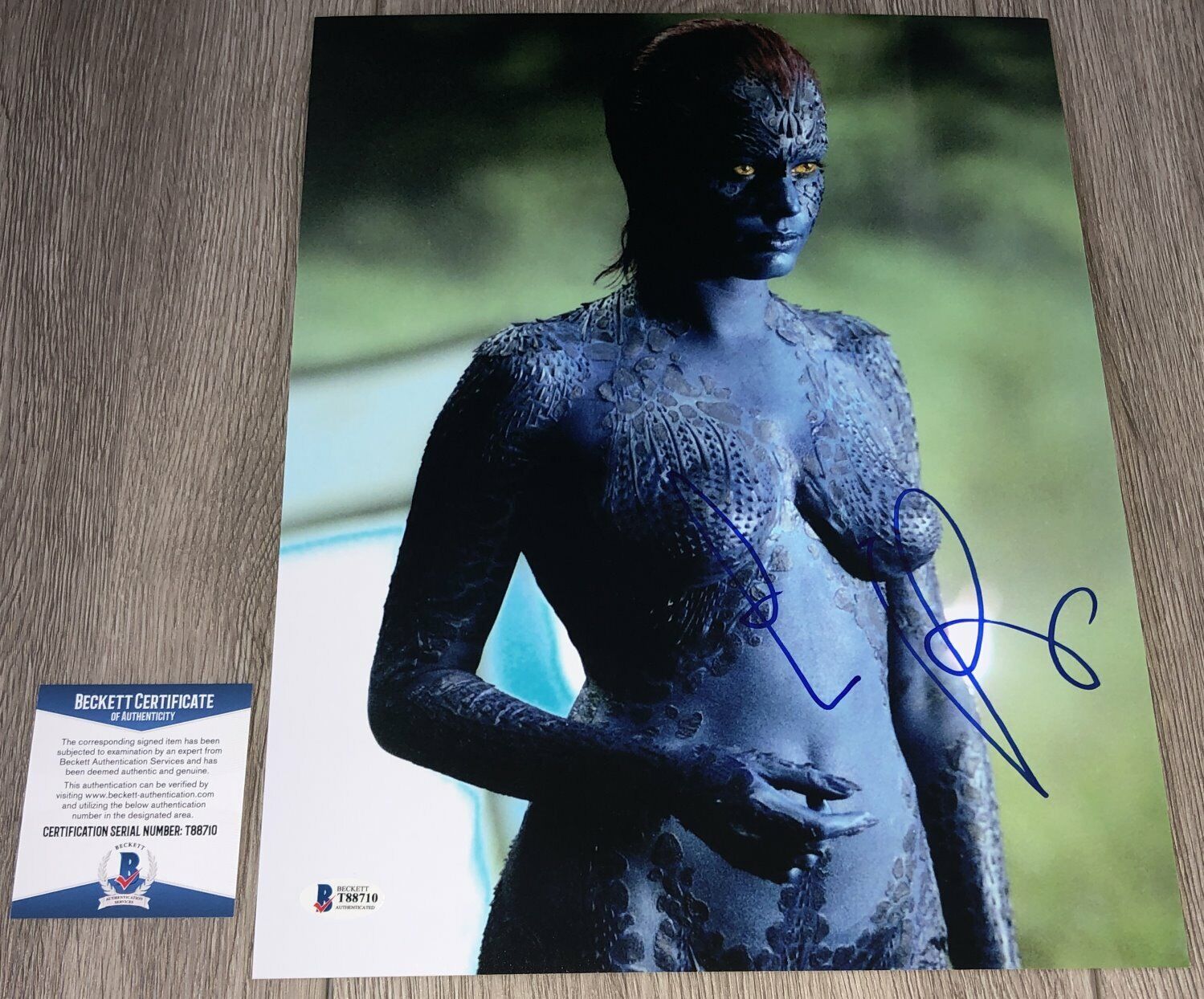 REBECCA ROMIJN SIGNED X-MEN THE LAST STAND 11x14 Photo Poster painting w/PROOF & BECKETT BAS COA