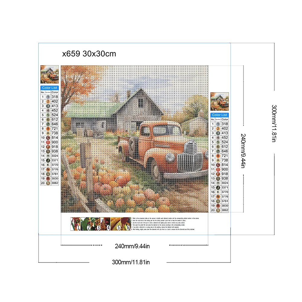 Diamond Painting - Full Round Drill - Farm Vintage Car(Canvas|30*30cm)