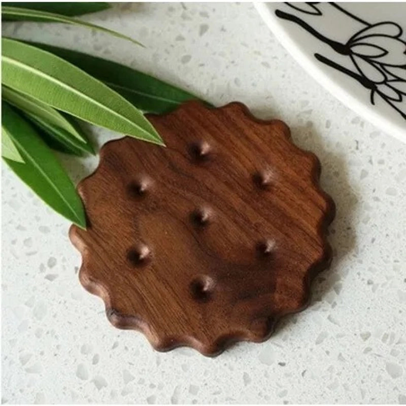 Japanese Style Cookie Coaster Beech Wood Black Walnut Wood Insulation Mat Placemat Coaster Cute Simple Pat Wind Insulation Mat