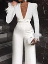 Stylish Urban Deep V-Neck Long Sleeve Casual Jumpsuit