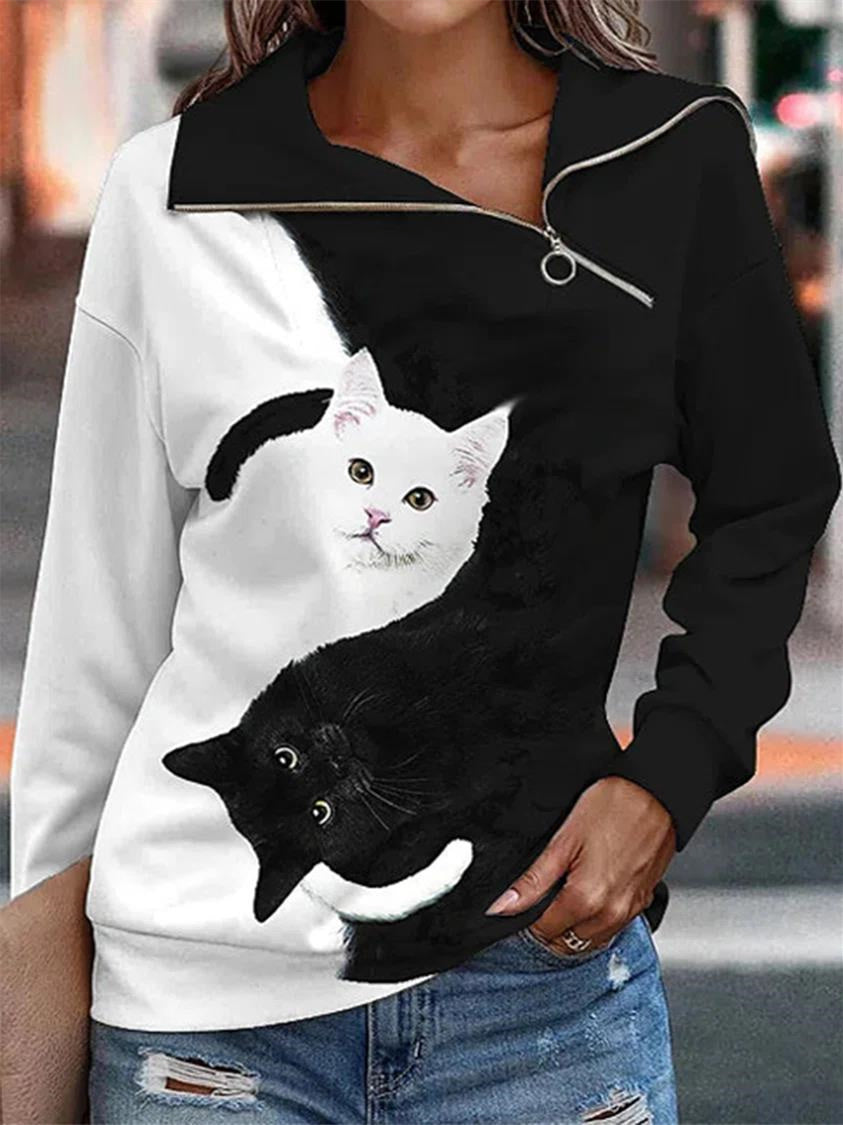 Women Long Sleeve V-neck Graphic Floral Printed Top