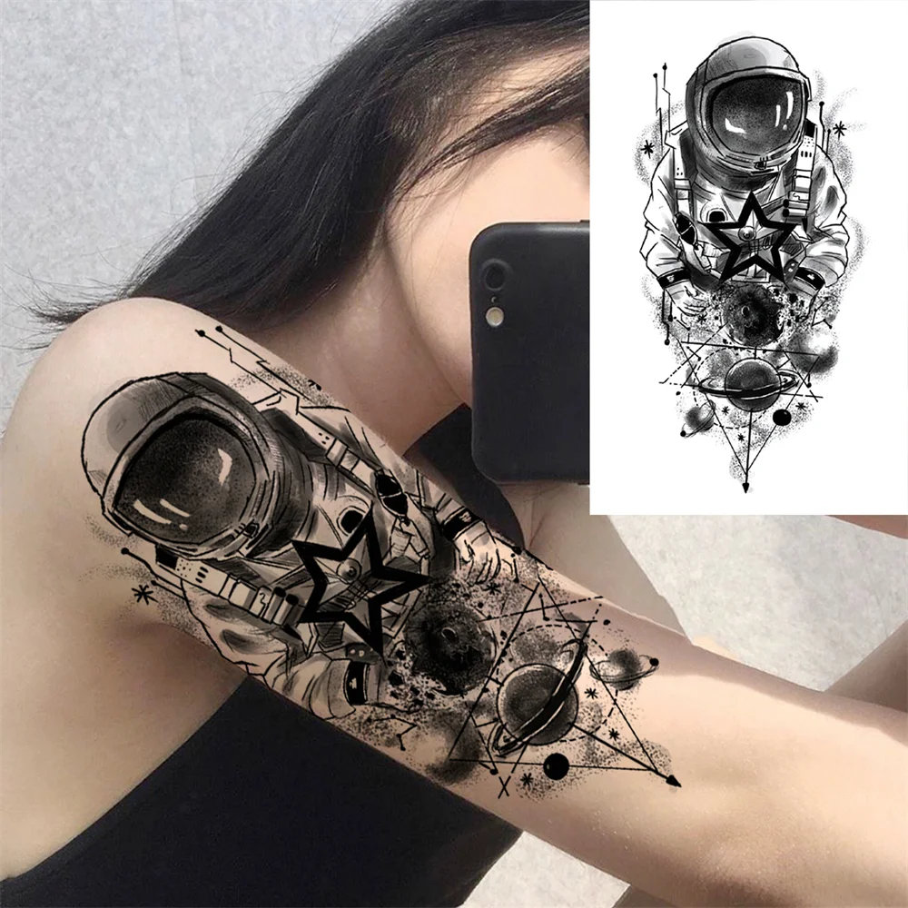 Sdrawing Clock Temporary Tattoo For Men Women Children Skeleton King Dragon Hourglass Black Tattoo Sticker Fake Snake Adults Tatoos