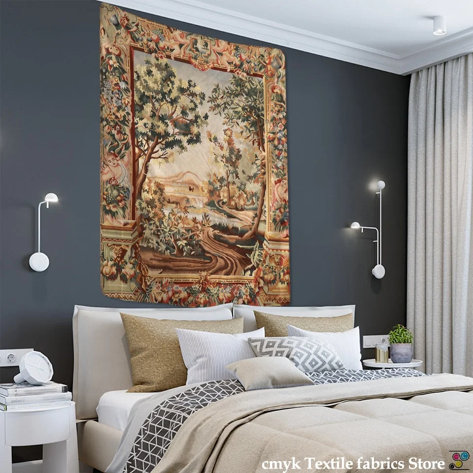 Abstract Floral Tapestry Pumpkin Lamp Night Sky Art Wall Hanging Living Room Bedroom Home Dormitory Decor