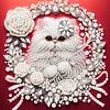 Kit de peinture en perles en forme sp&eacute;ciale pour chat blanc DIY avec un cadre 25x25cm