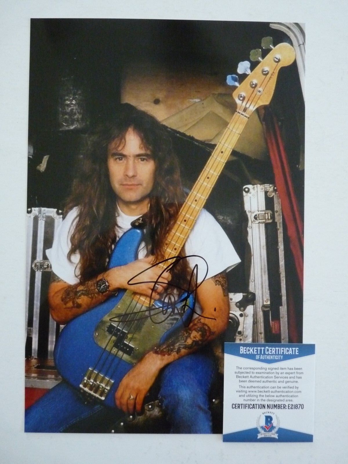 Steve Harris Iron Maiden Signed Live 8x12 Photo Poster painting Beckett Certified #3 F3