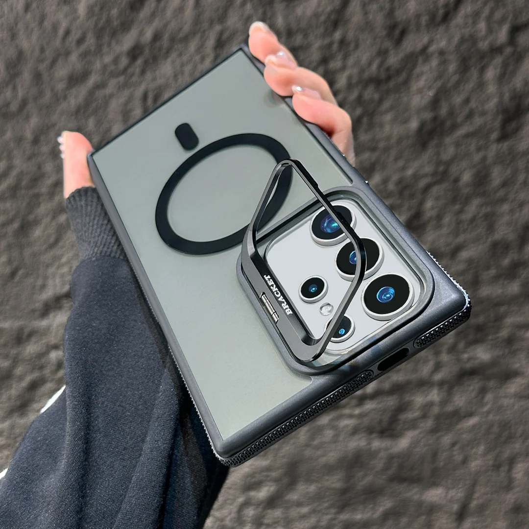 Applicable Samsung S25Ultra Magnetic Mobile Phone Case S24Plus Creative Lens Holder S23 Two-Color Anti-Fall