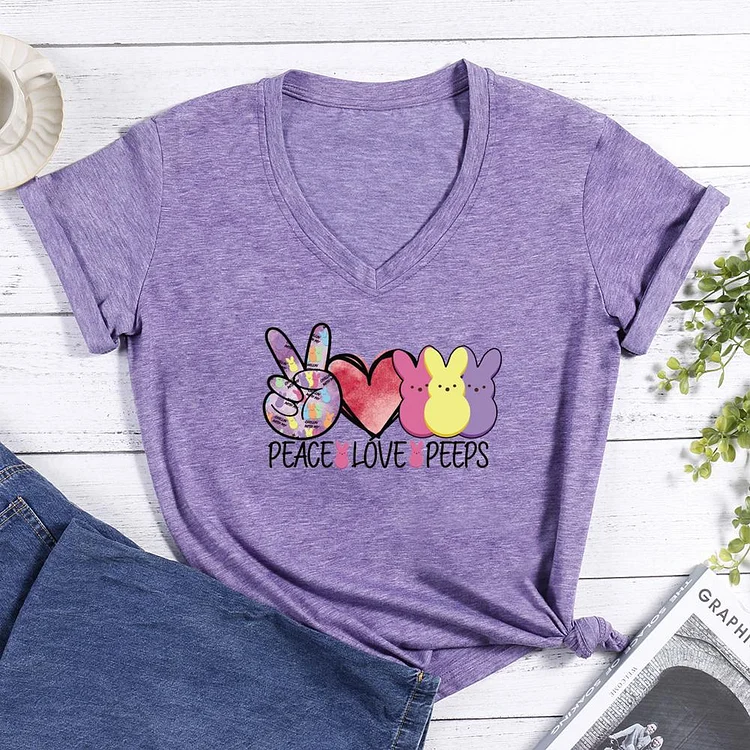 Peace love peeps V-neck T Shirt-Annaletters