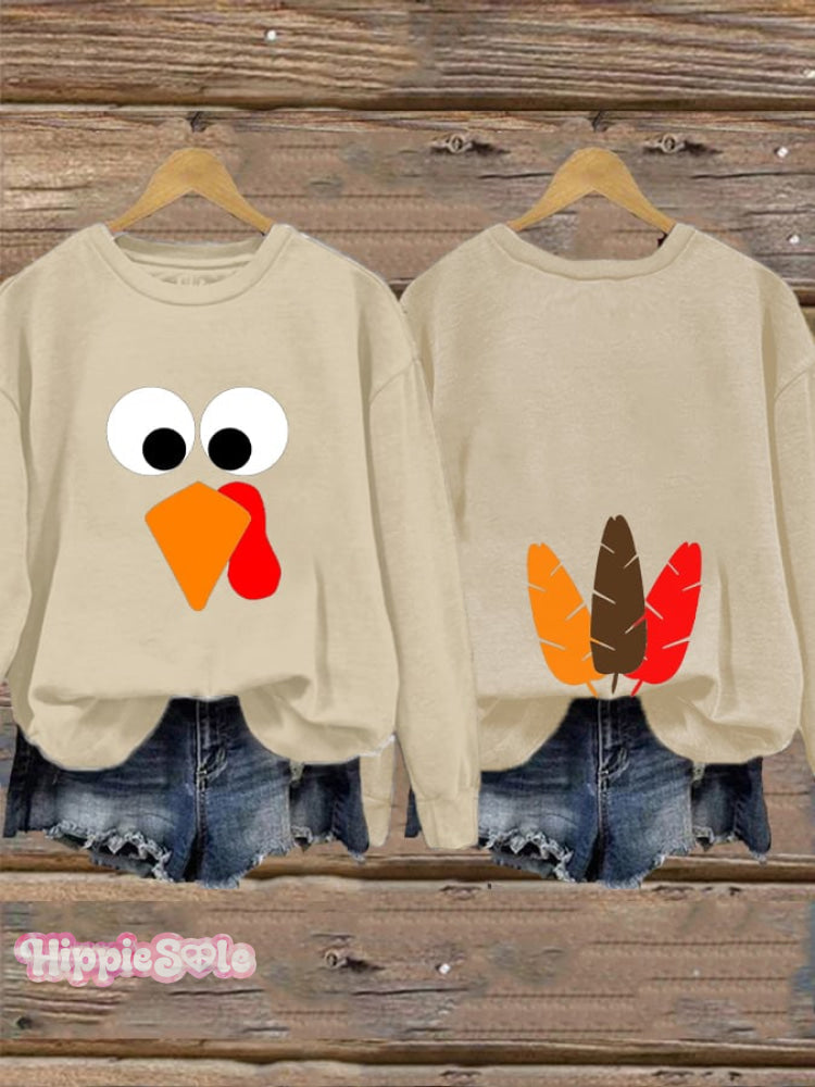 Women&rsquo;s Funny Turkey Thanksgiving Print Sweatshirt Apricot / S