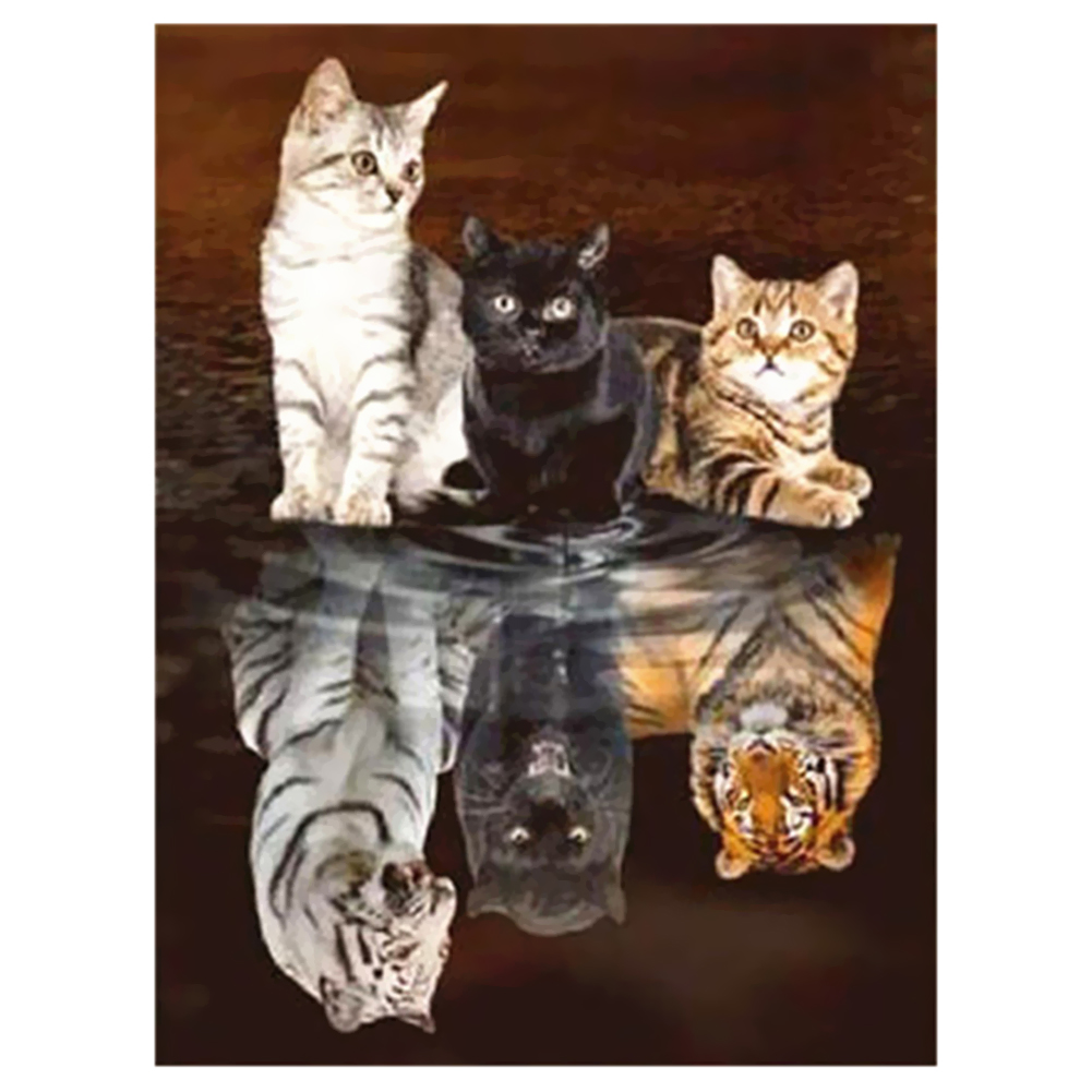 

40*50CM - Square Drill Diamond Painting - Cats Reflection, 501 Original