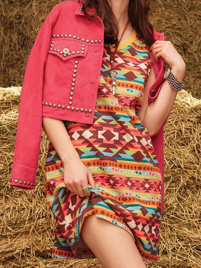 Women's Vintage Geometric Print Tank Dress