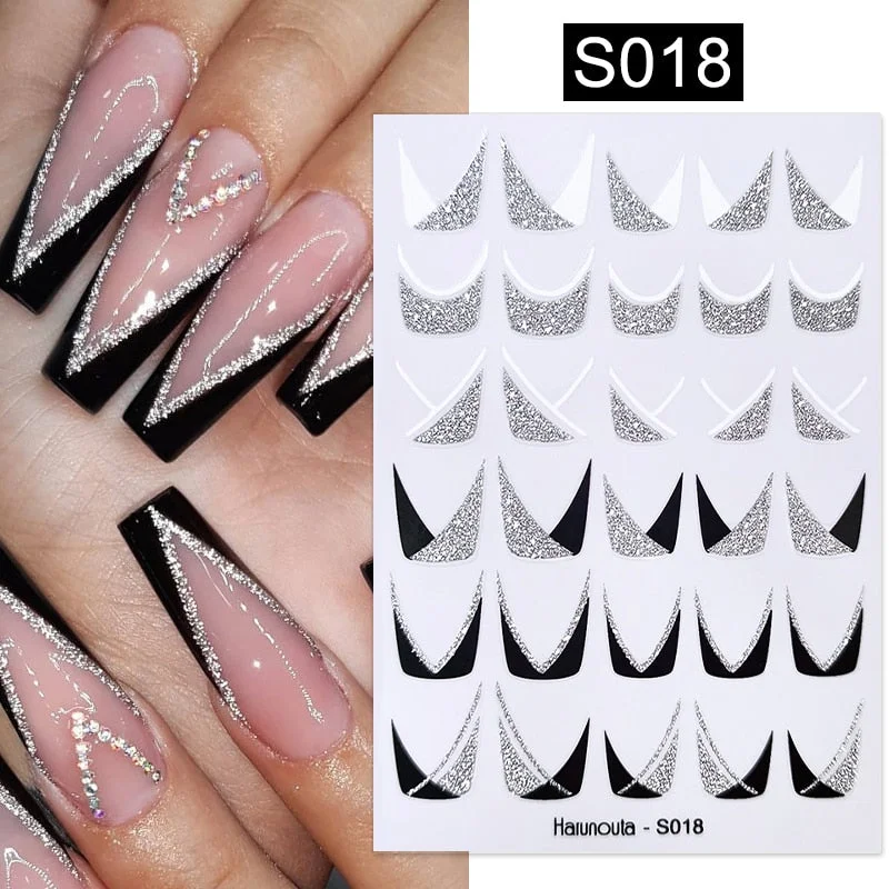 1PC Sexy Lady Shaped 3D Nail Stickers Character Face Image Leaves Flower Decals Slider Black White DIY Nail Art Decorarion-Nail Inspo