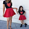 Family Matching Dresses Short Sleeve Heart Print Set