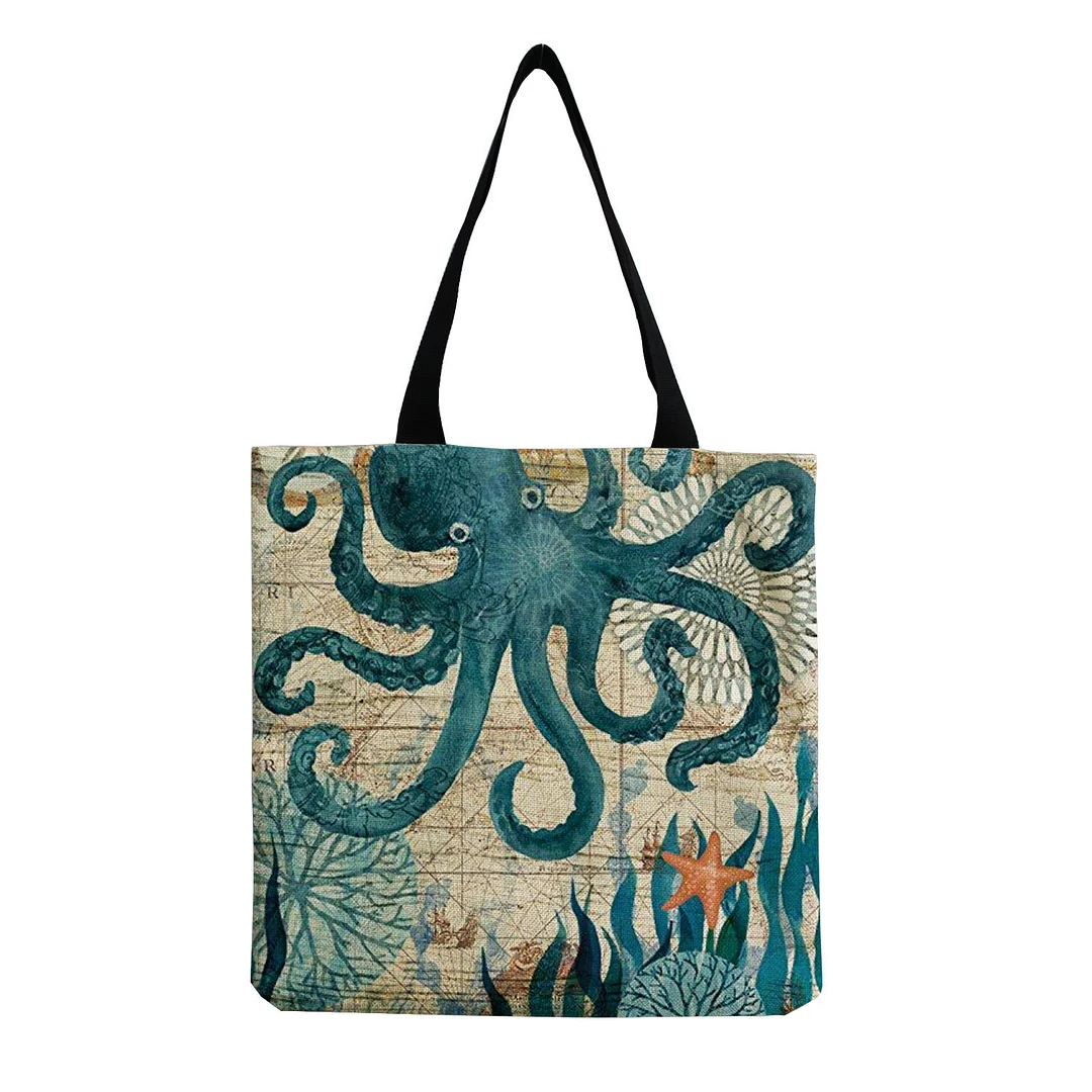 Whale & Waves Japanese Lino Art Tote Bag / DarkAcademias /Darkacademias