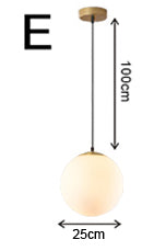Nordic Glass Ball Pendant Lights Vintage Hoop Gold Modern LED Hanging ...