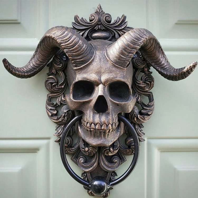 Resin Skeleton Head Door Knocker Decor