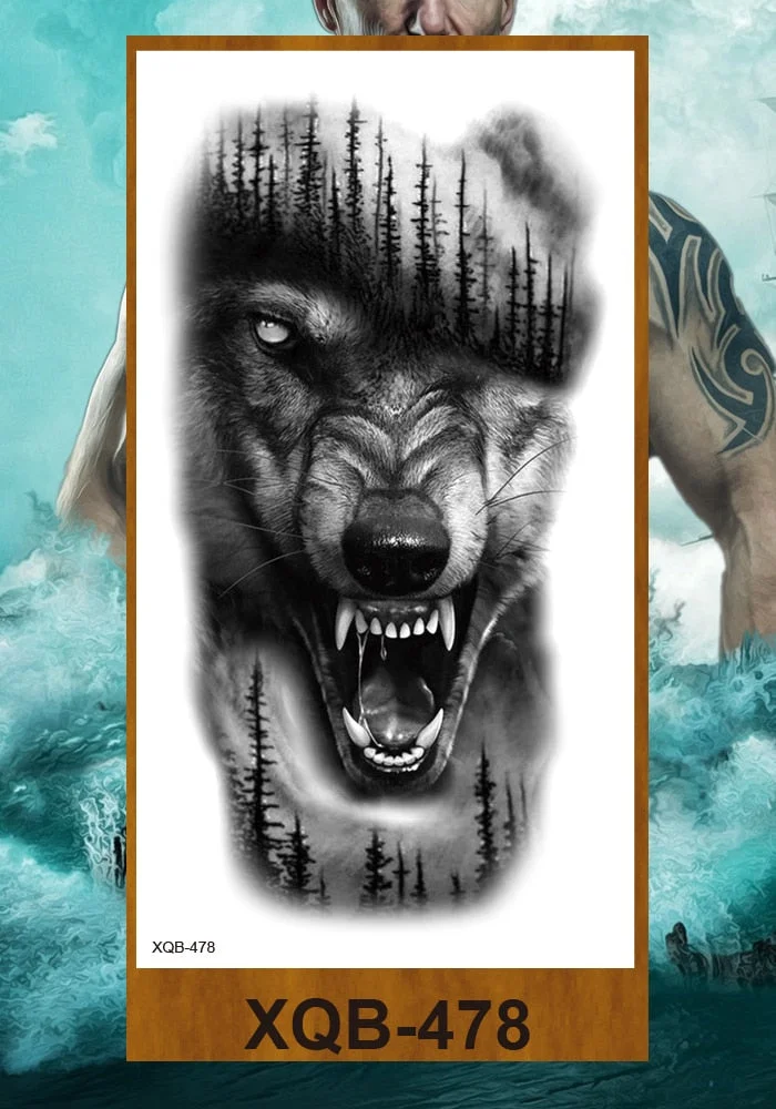 Waterproof Temporary Tattoo Sticker Full Arm Large Size Sleeve Tatoo Fake Tatto Flash Tattoos for Men Women Totem Geometric
