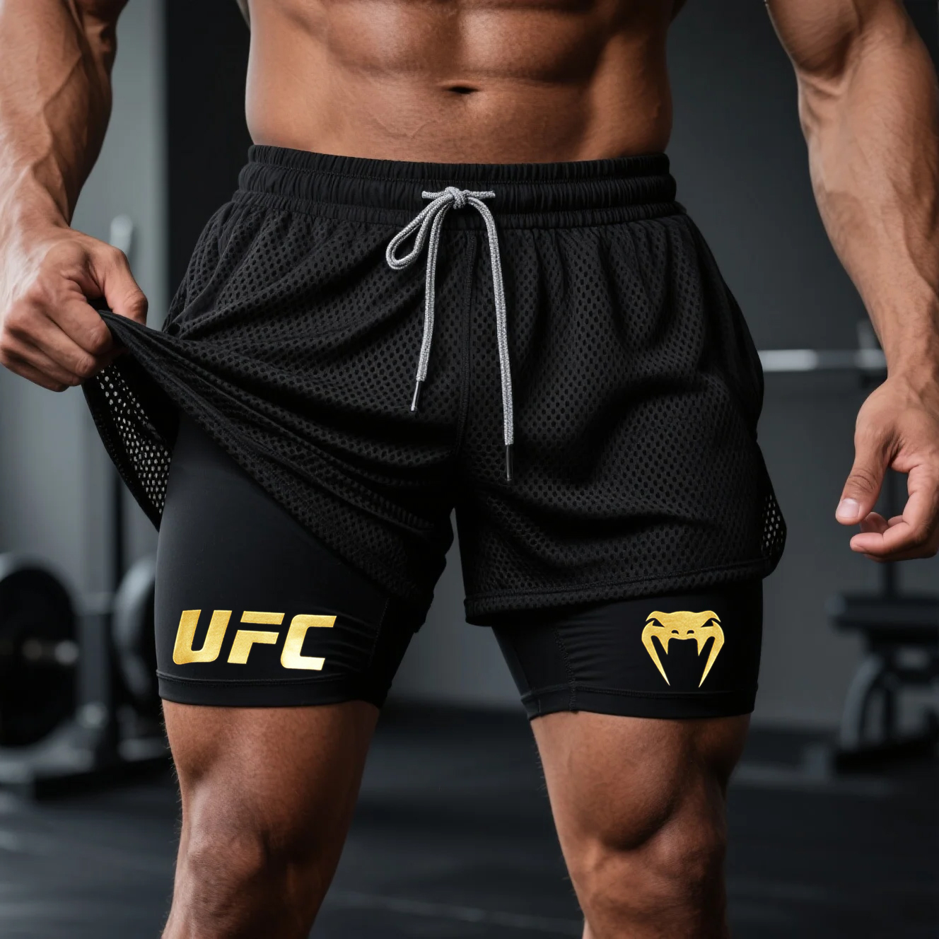 Fitness Double Mesh Shorts Everyday Basic Shorts Ultimate Fighting Double Shorts